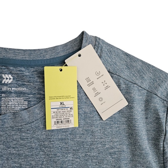 All in Motion Mens XL Short Sleeve Soft Gym T-Shirt Blue Moisture Wicking Active - Picture 3 of 6